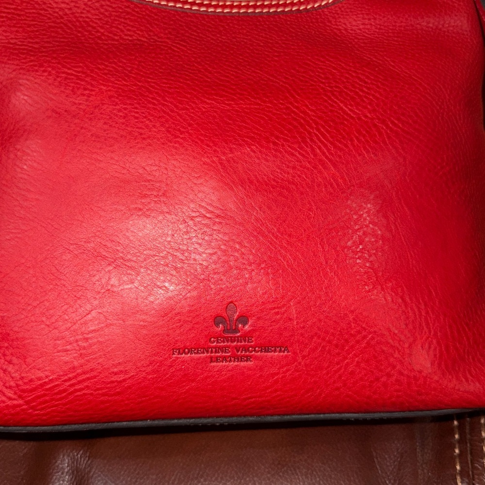 ‼️Dooney & Bourke Red Florentine Leather Small Lucy Hobo Shoulder Bag - Picture 4 of 14